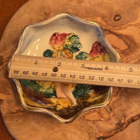 Vintage Hand Painted Italian Capodimonte Cherub Trinket Dish - Picture 2 of 5